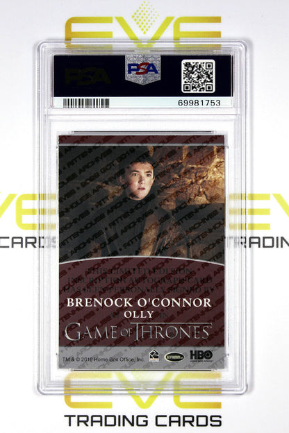 Graded Game of Thrones Autographed Card - 2021 Brenock O'Connor as Olly - PSA 8
