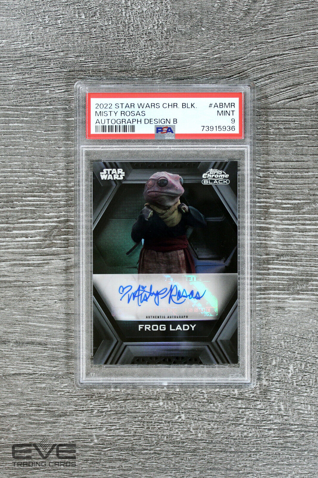 2022 Topps Star Wars Chrome Black #AB-MR Misty Rosas as Frog Lady Auto - PSA 9