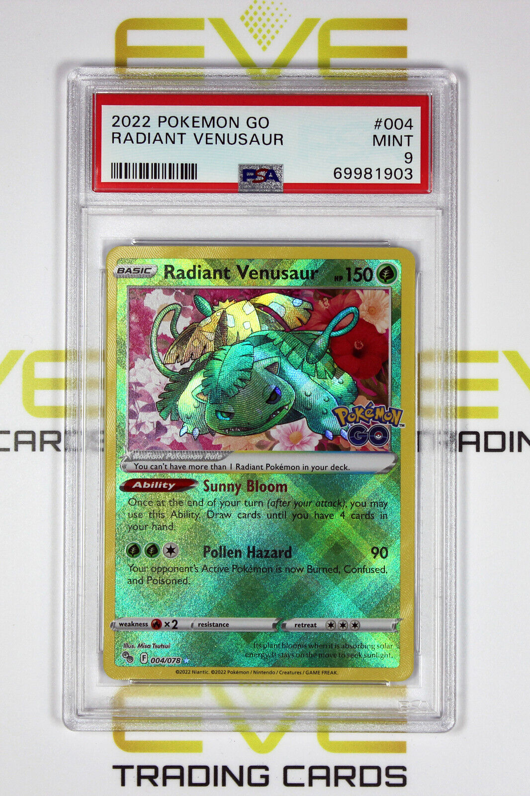 Graded Pokemon GO Card - #004/078 2022 Radiant Venusaur - PSA 9