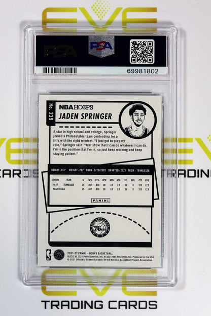 Graded Basketball Card- #239 2021 NBA Hoops Jaden Springer Teal Explosion -PSA 8