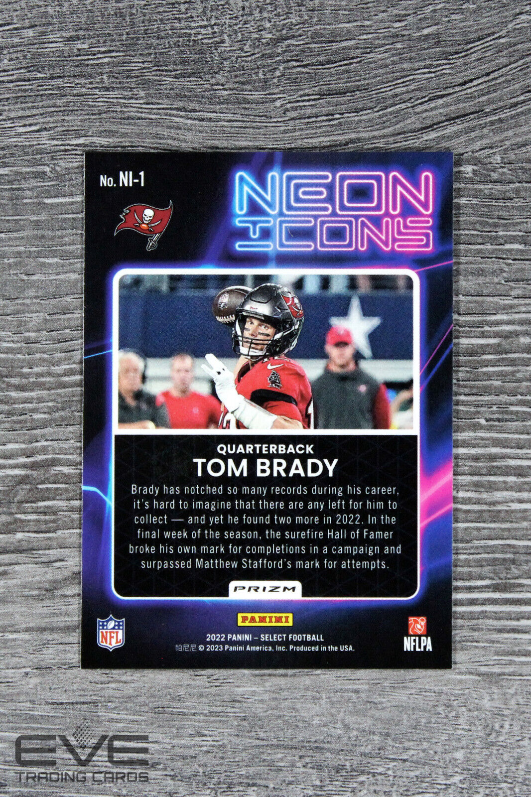 2022 Panini Select Silver Prizm NFL "Neon Icons" Card #NI-1 Tom Brady - NM/M