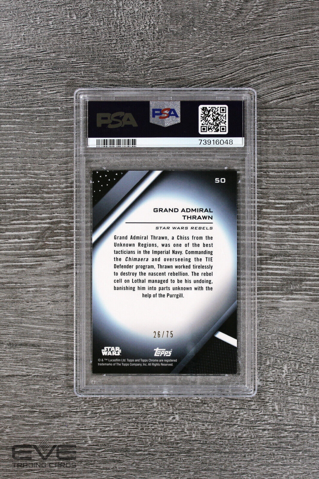 2022 Topps Star Wars Chrome Black #50 Grand Admiral Thrawn Blue /75 - PSA 10