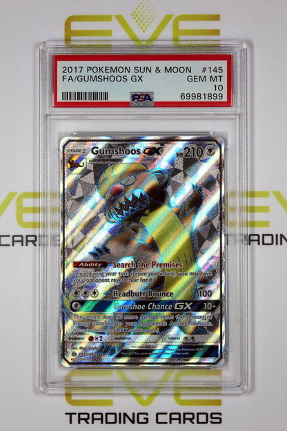 Graded Pokemon Card - #145/149 2017 Gumshoos GX Sun & Moon Full Art - PSA 10