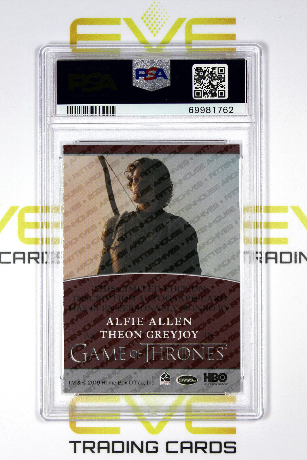 Graded Game of Thrones Autographed Card - 2021 Alfie Allen Theon Greyjoy - PSA 9