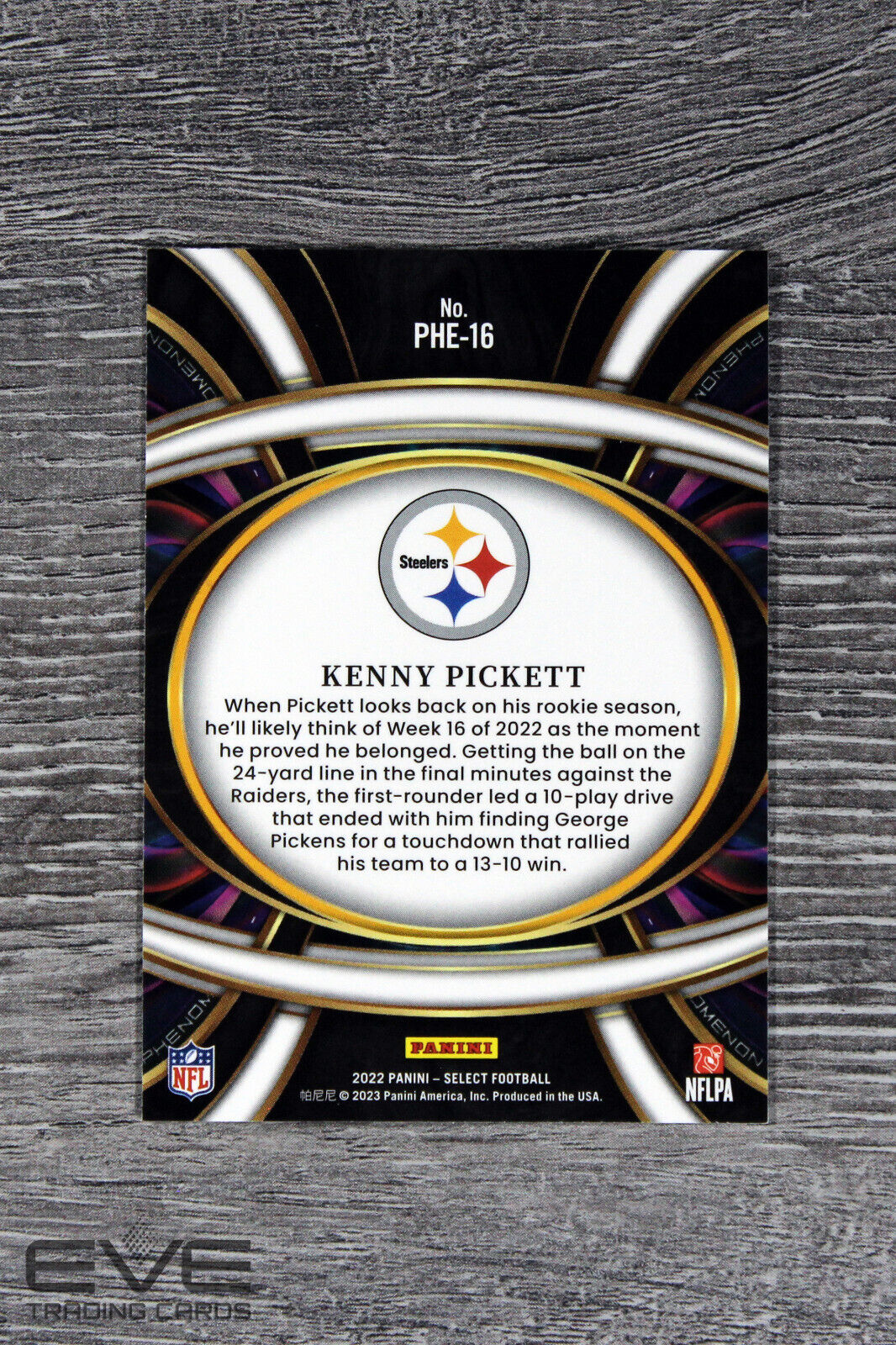 2022 Panini Select Football NFL Card #PHE-16 Kenny Pickett Rookie - NM/M