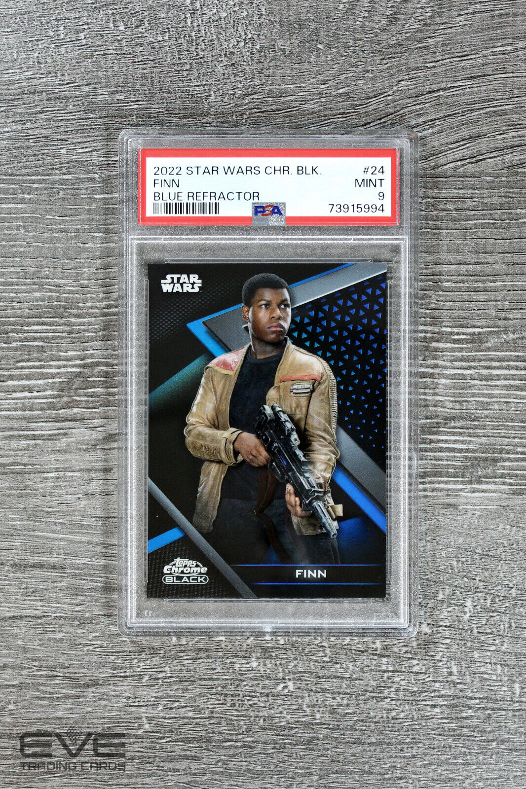 2022 Topps Star Wars Chrome Black #24 Finn Blue Refractor /75 - PSA 9