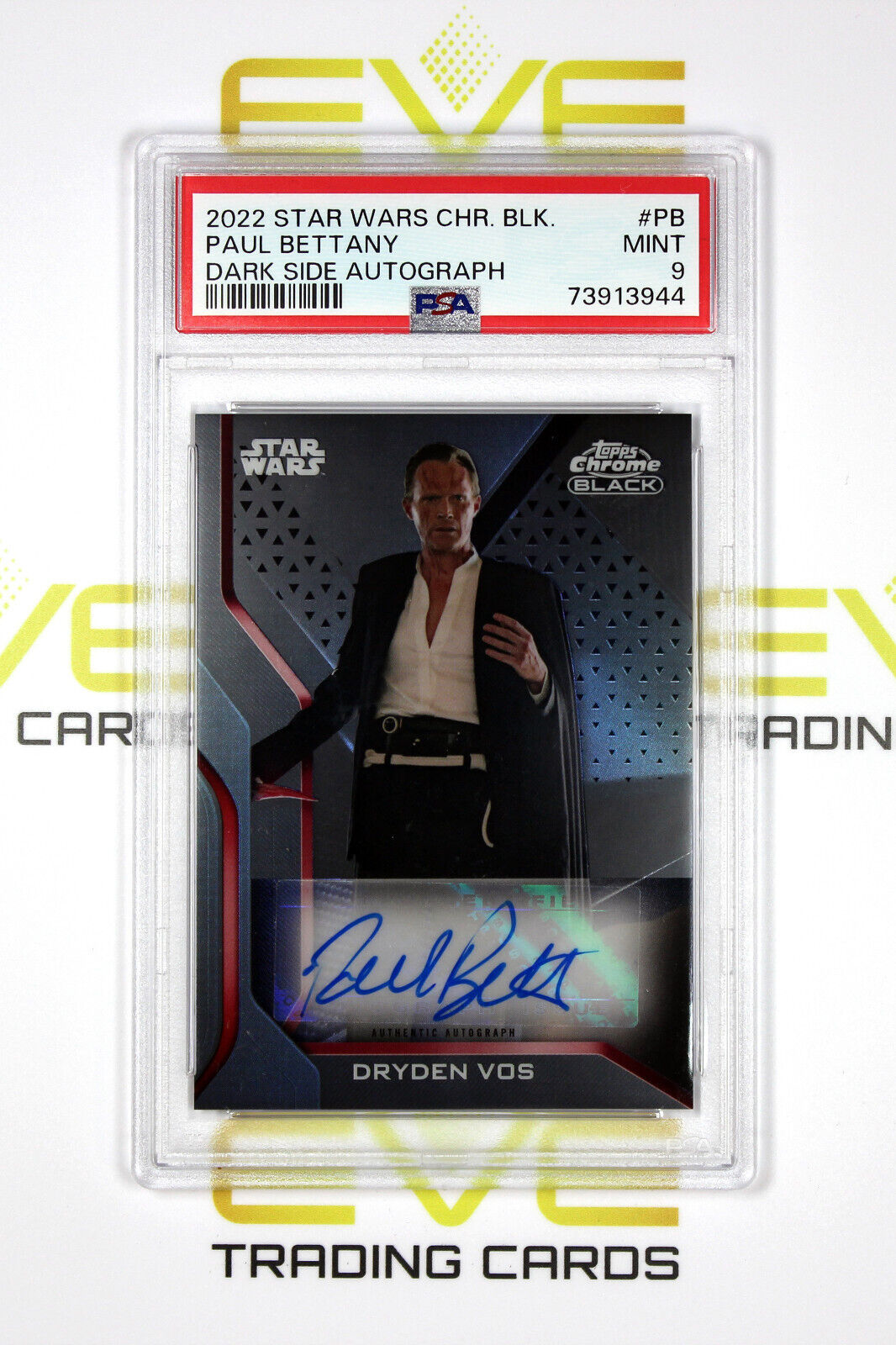 Topps Chrome Black Star Wars #DS-PB Paul Bettany as Dryden Vos Auto - PSA 9