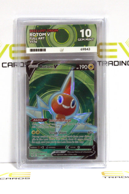 Graded Pokémon Card - #176/196 2022 Rotom V Lost Origin Full Art - Ace 10