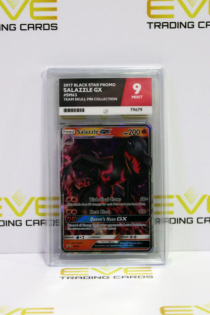 Graded Pokemon Card- #SM63 2017 Black Star Promo Salazzle GX Team Skull - Ace 10