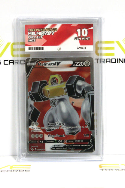 Graded Pokémon Card - #075/078 2022 Melmetal V Pokemon Go Full Art - Ace 10