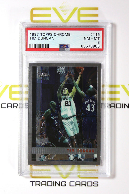 Graded Basketball Card - #115 1997 Topps Chrome Tim Duncan - PSA 8