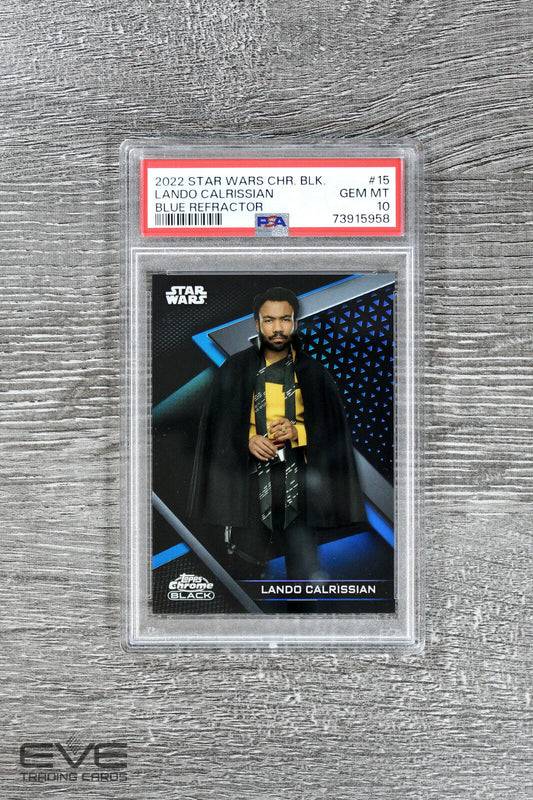 2022 Topps Star Wars Chrome Black #15 Lando Calrissian Blue Refractor /75 PSA 10