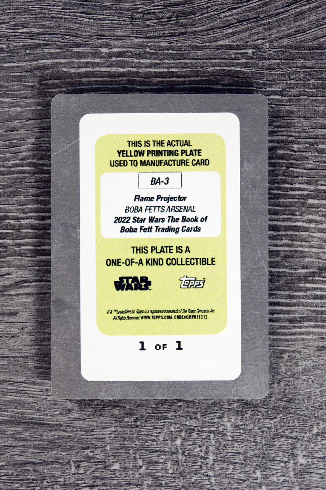 Topps Star Wars The Book of Boba Fett 1/1 Printing Plate Boba Fett Arsenal BA-3