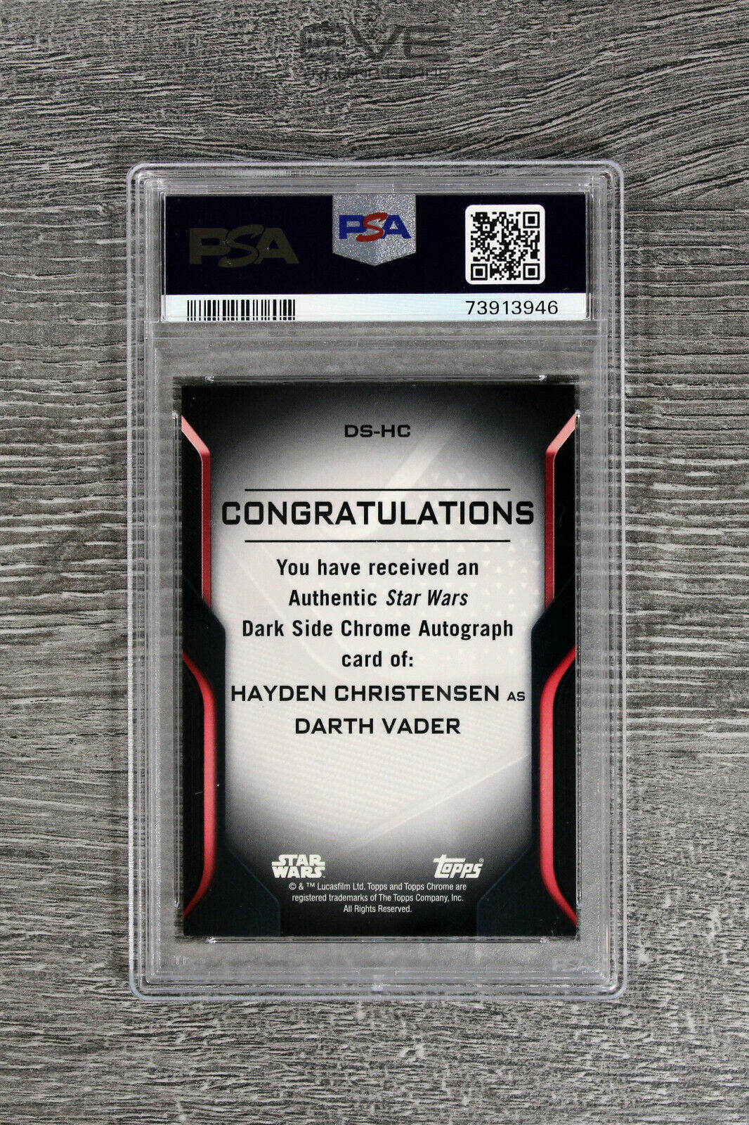 Topps Chrome Black Star Wars #DS-HC Hayden Christensen as Darth Vader - PSA 9