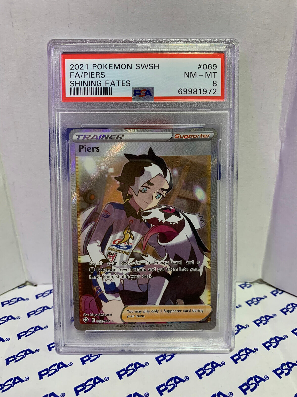 Graded Pokemon Card - 069/072 2021 Pokemon SWSH FA/Piers Shining Fates - PSA 8