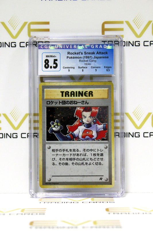 Graded Pokemon Card - 1997 Rocket's Sneak Attack Rocket Gang Holo Japan -CGC 8.5