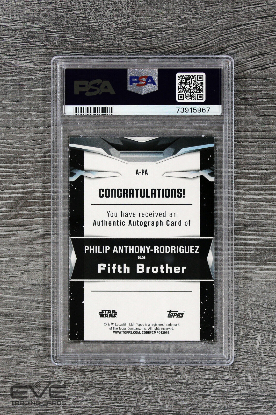 2021 Topps Star Wars Signature Philip Anthony-Rodgriguez/Fifth Brother - PSA 9