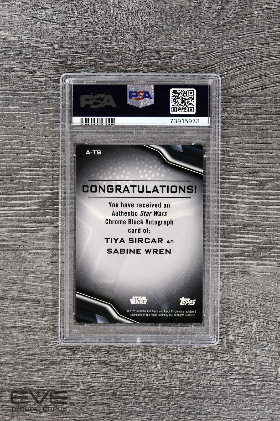 2022 Topps Star Wars Chrome Black #A-TS Tiya Sircar as Sabine Wren Auto - PSA 9