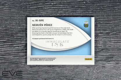 2023 Panini Immaculate #IK-NPE Nehuen Perez Immaculate Ink Auto 32/58 - NM/M