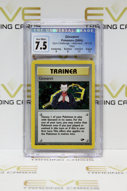 Graded Pokemon Card- #18/132 2000 Giovanni Gym Challenge Unlimited Holo -CGC 7.5