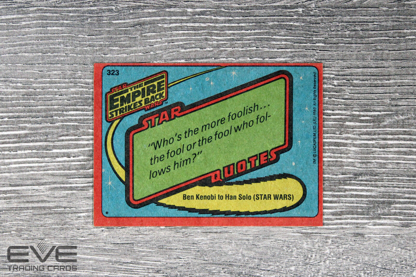 1980 Topps Vintage Star Wars Empire Strikes Back S3 Card #323 Their Last Kiss?