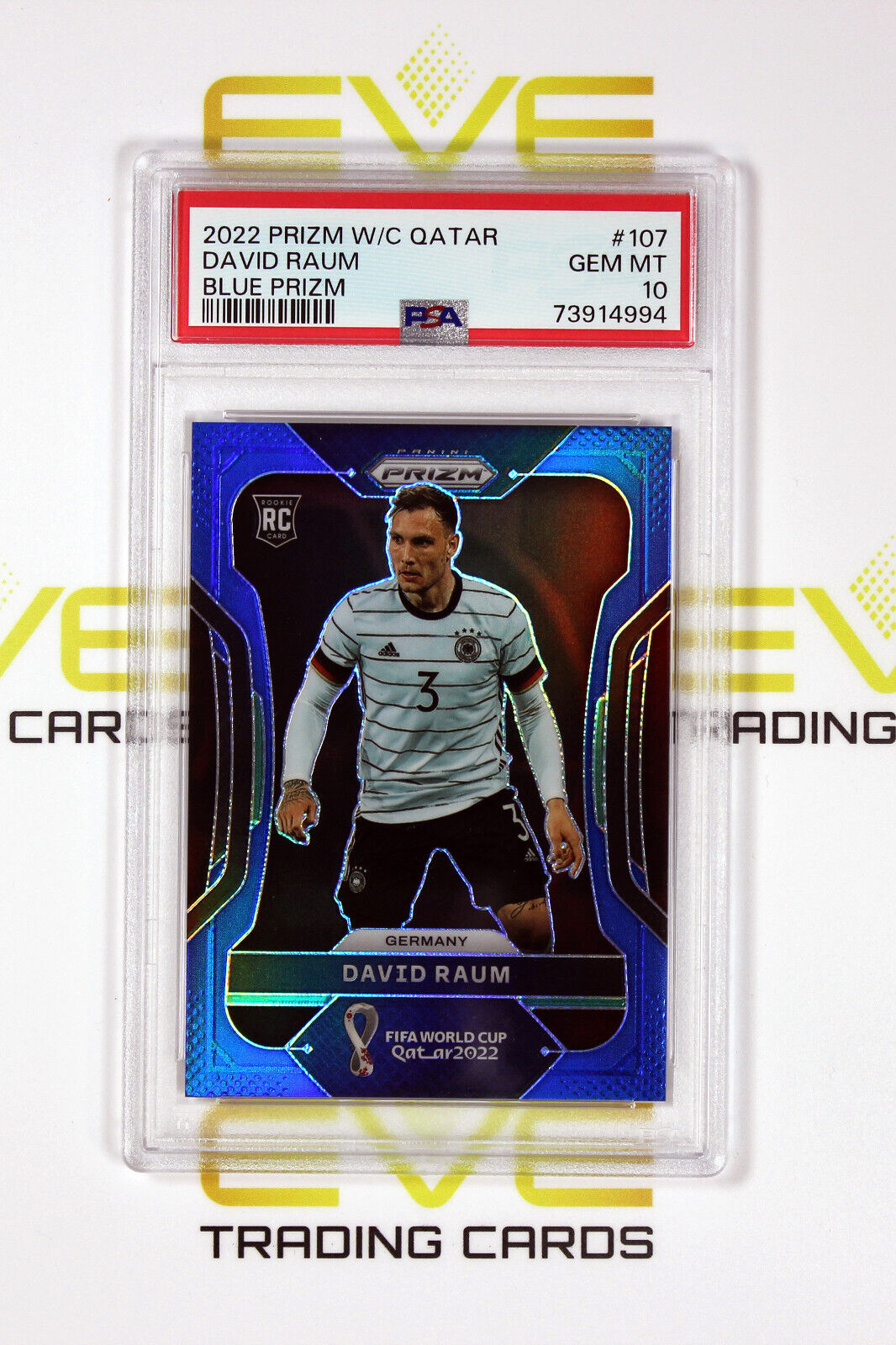 2022 Panini Blue Prizm FIFA Road World Cup #107 David Raum /299 PSA 10