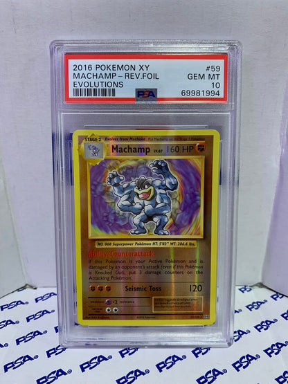 Graded Pokemon Card - 59/108 XY Machamp Rev Foil Evolutions - PSA 10