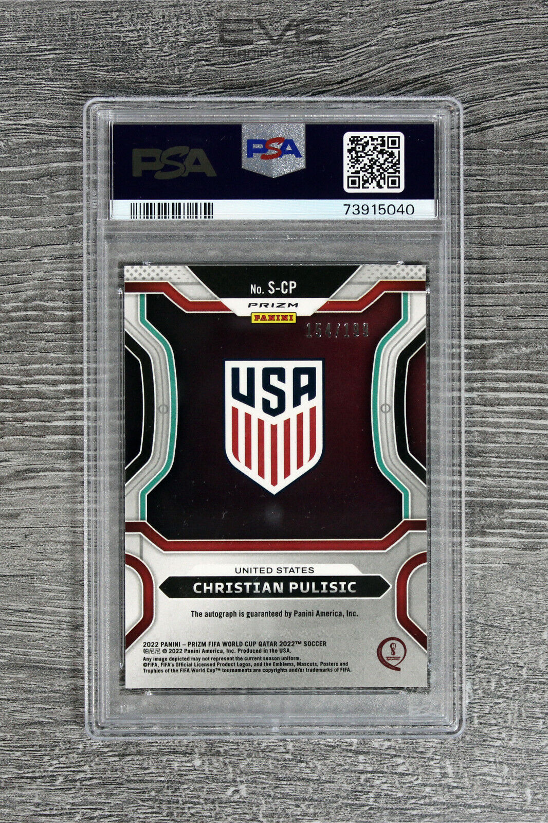 2022 Panini Prizm Road World Cup Signatures #S-CP Christian Pulisic /199 -PSA 10