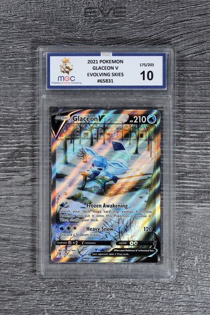 Graded Pokemon Card - #175/203 2021 Glaceon V Evolving Skies - MGC 10