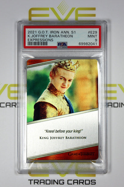 Graded Game of Thrones Card - #E29 2021 King Joffrey Baratheon Expressions PSA 9