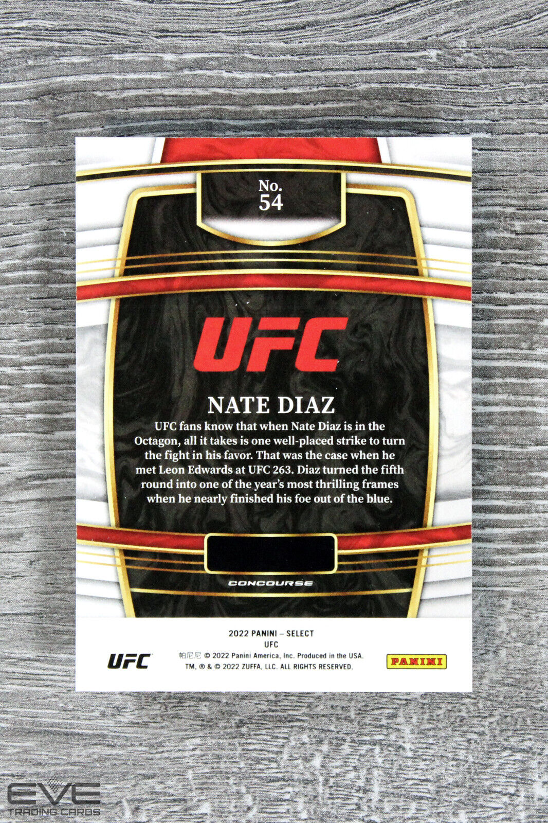 2022 Panini Select UFC Base Card #54 Nate Diaz - NM/M