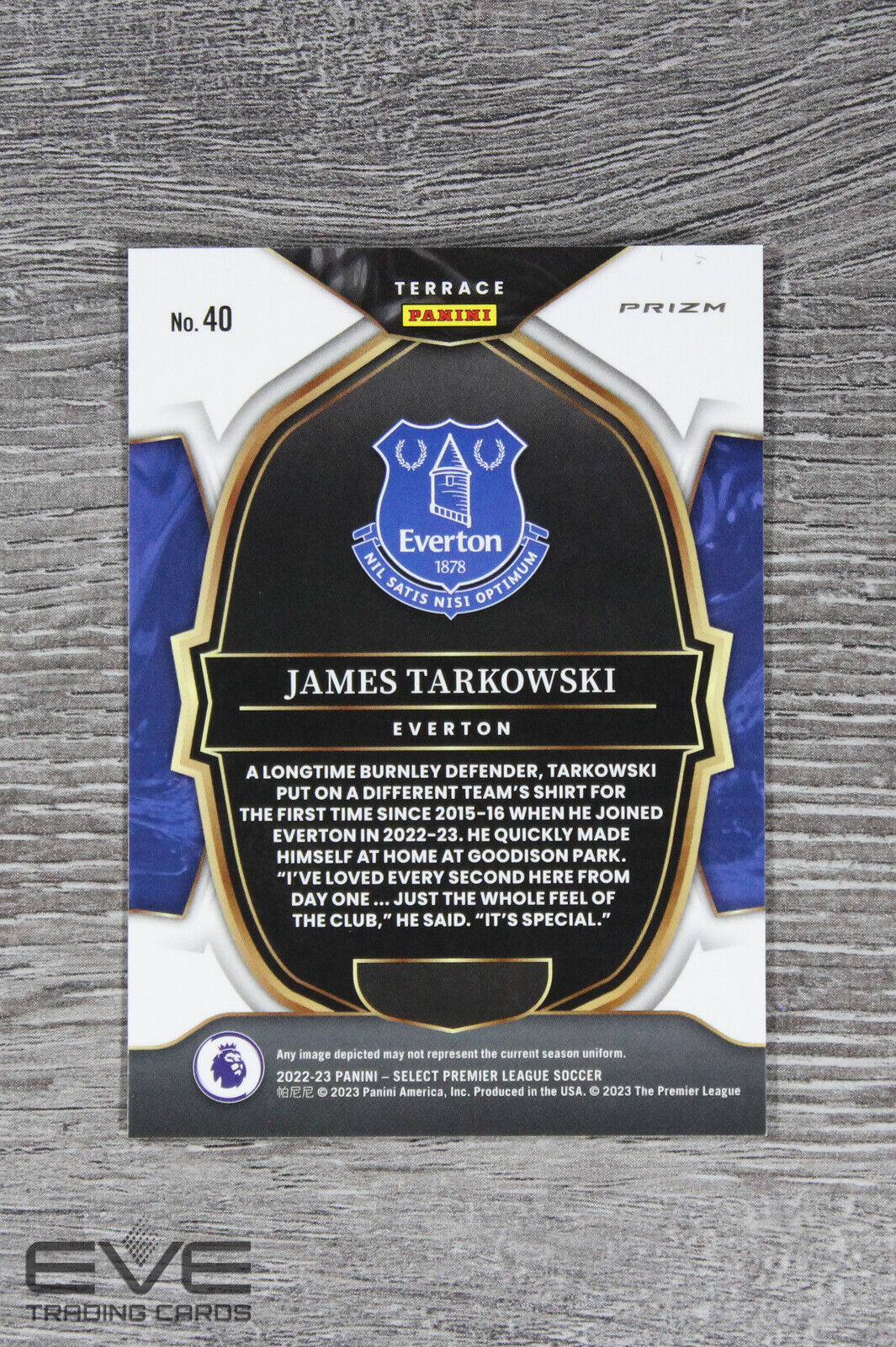 2022-23 Panini Select EPL Soccer Card #40 James Tarkowski Terrace Red Prizm NM/M