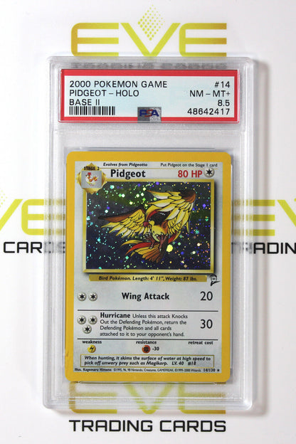 Graded Pokemon Card - #14/130 2000 Pidgeot Base 2 Holo - PSA 8.5