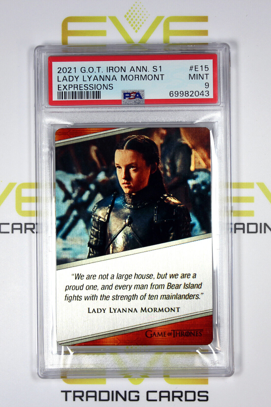 Graded Game of Thrones Card - #E15 2021 Lady Lyanna Mormont - Expressions -PSA 9