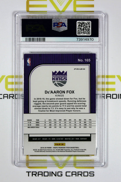 2019 Panini Hoops Premium Basketball Card #165 De'Aaron Fox Silver Mojo - PSA 9