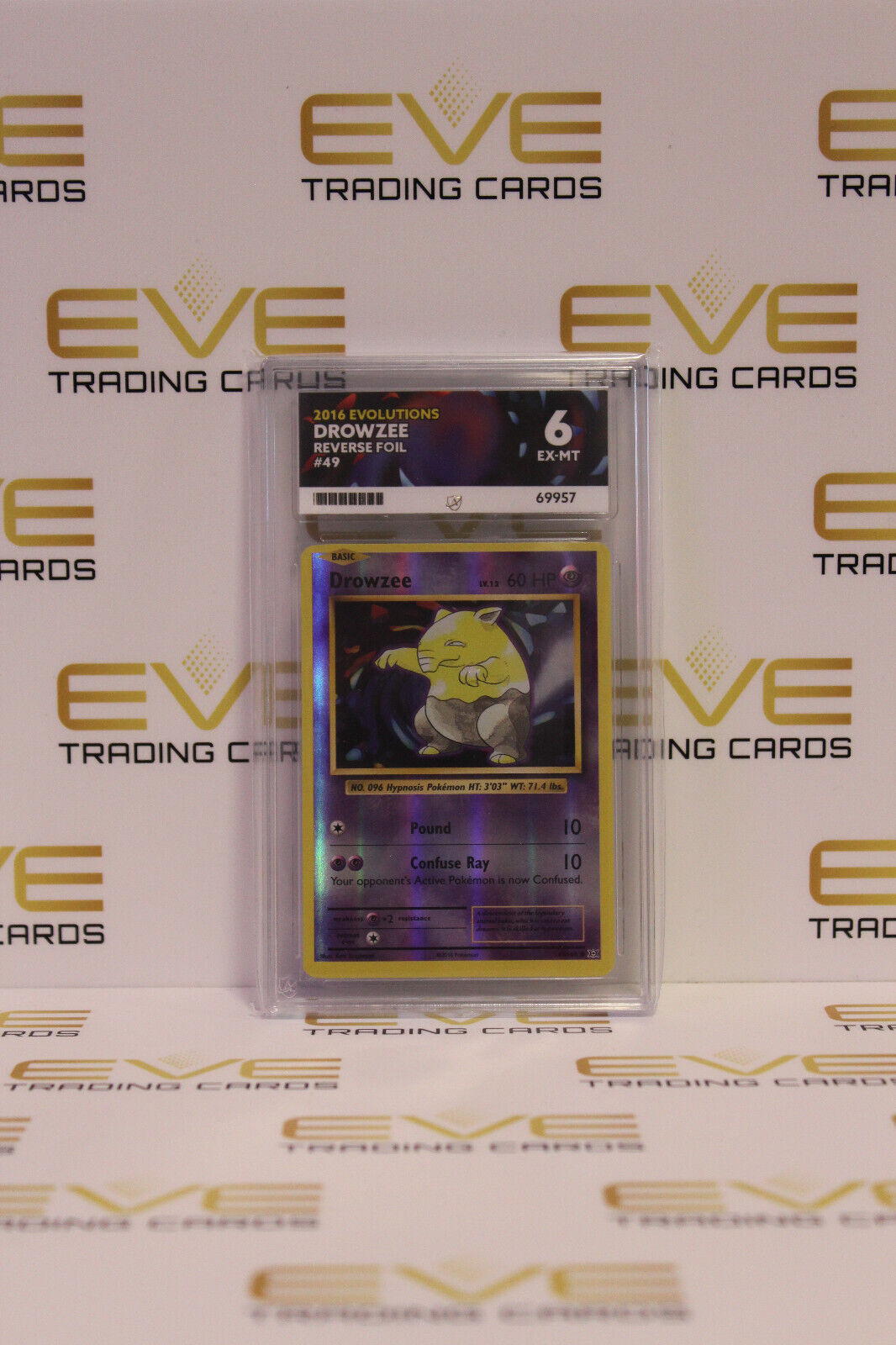 Graded Pokemon Card - 49/108 2016 Evolutions Drowzee Reverse Foil - Ace 6