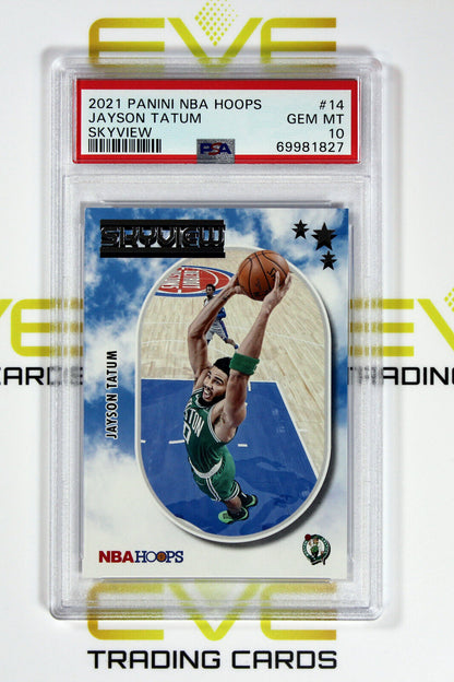 Graded Basketball Card - #14 2021 Panini NBA Hoops Skyview Jayson Tatum - PSA 10