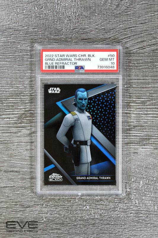 2022 Topps Star Wars Chrome Black #50 Grand Admiral Thrawn Blue /75 - PSA 10