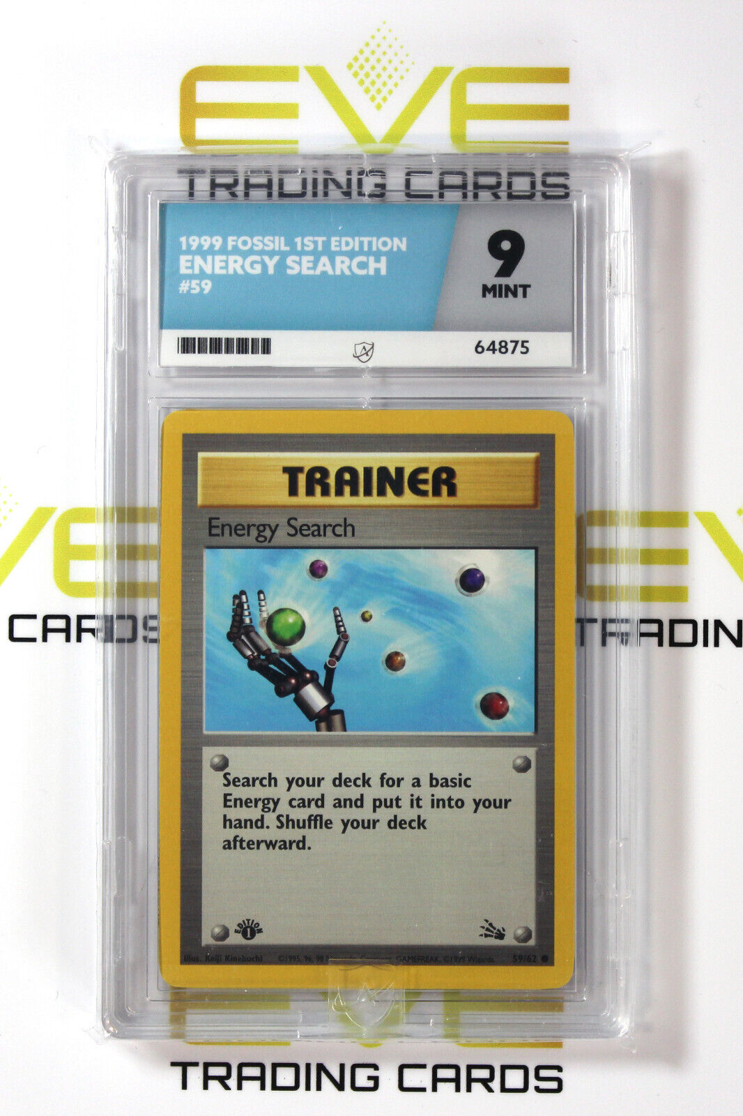 Graded Pokemon Card #59/62 1999 Energy Search Trainer 1st Edition - Ace 9