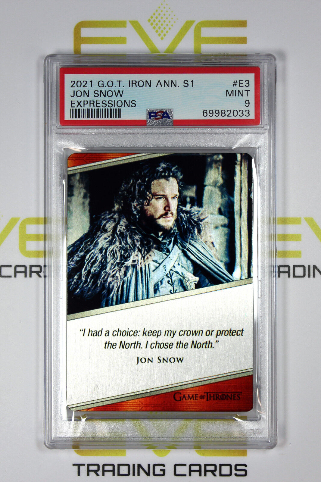 Graded Game of Thrones Card - #E3 2021 Jon Snow - Expressions - PSA 9
