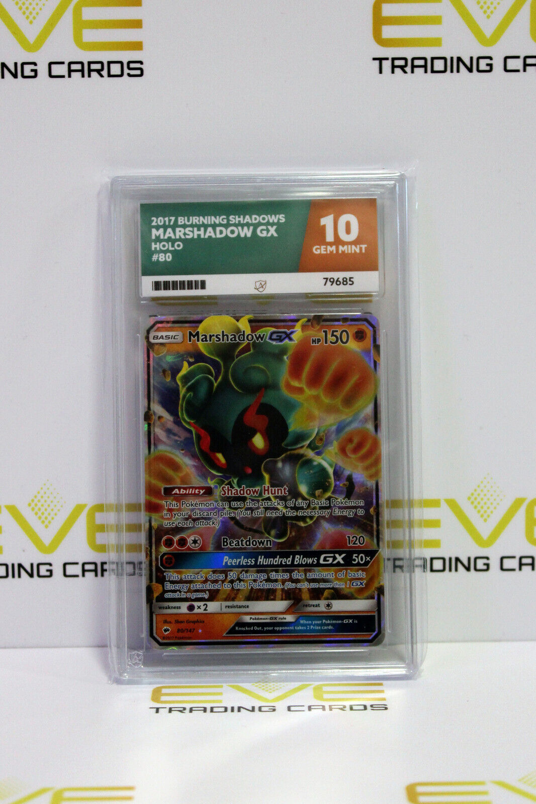 Graded Pokemon Card - #80/147 2017 Burning Shadows Marshadow GX Holo - Ace 10