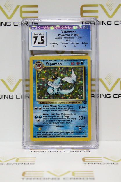 Graded Pokemon Card - #12/64 1999 Vaporeon Jungle Unlimited Holo - CGC 7.5