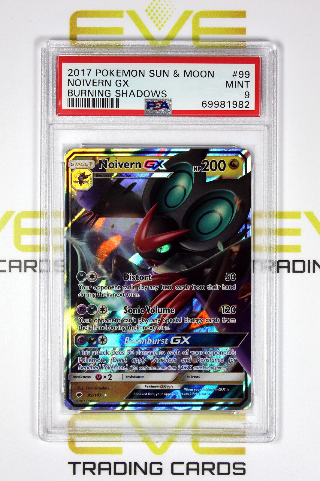 Graded Pokemon Card - #99/147 2017 Noivern GX Sun & Moon Burning Shadows - PSA 9