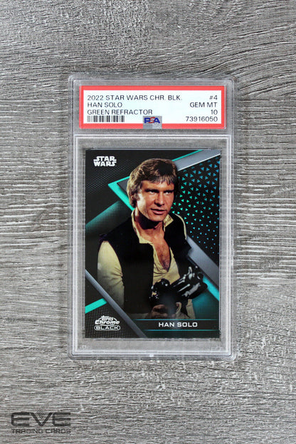 2022 Topps Star Wars Chrome Black #4 Han Solo Green Refractor /99 - PSA 10