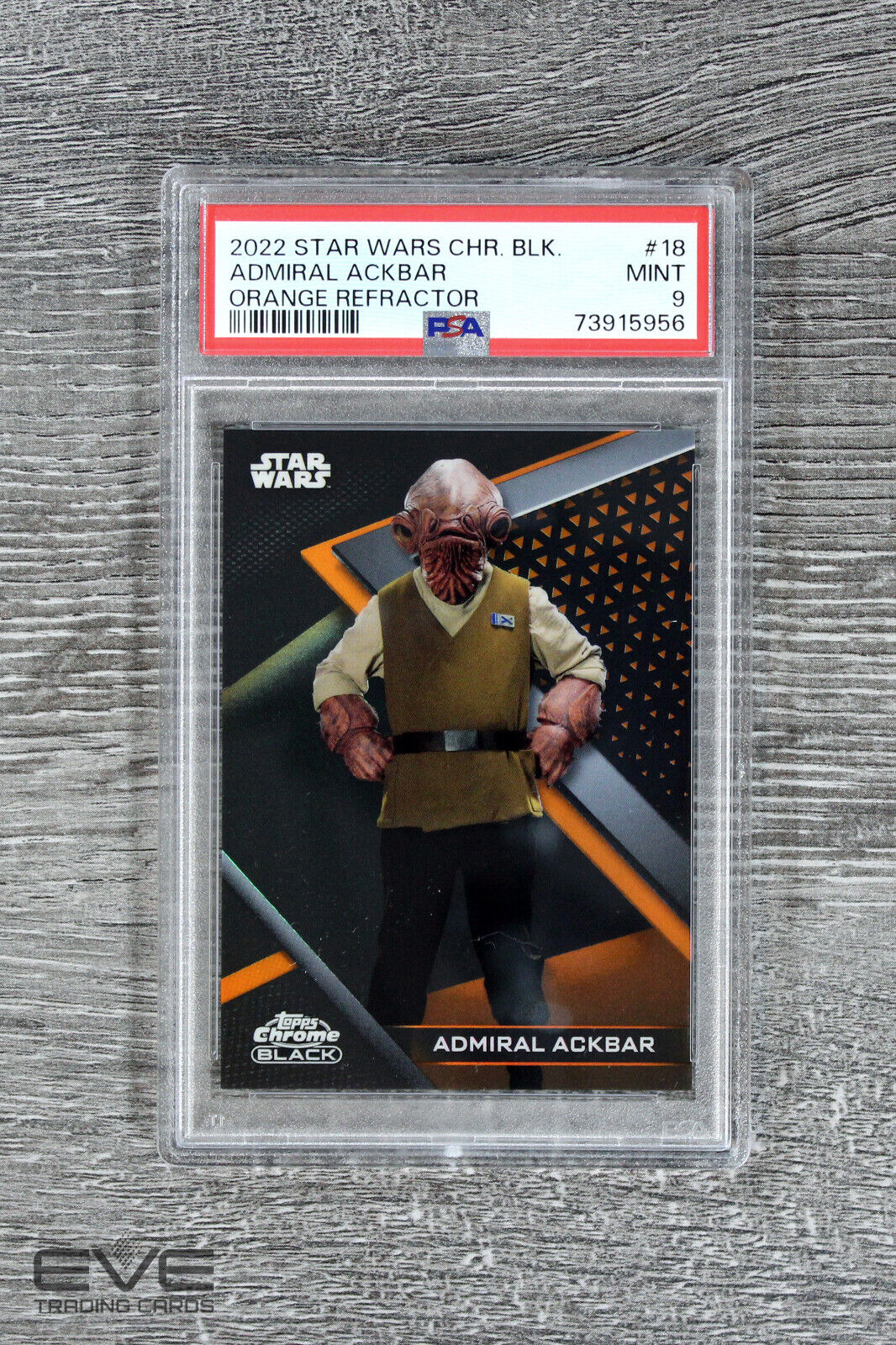 2022 Topps Star Wars Chrome Black #18 Admiral Ackbar Orange Refractor /25 -PSA 9