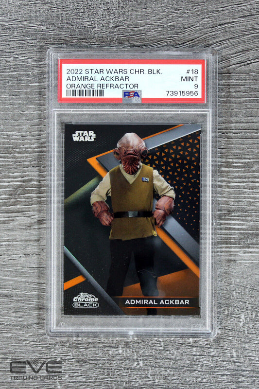 2022 Topps Star Wars Chrome Black #18 Admiral Ackbar Orange Refractor /25 -PSA 9