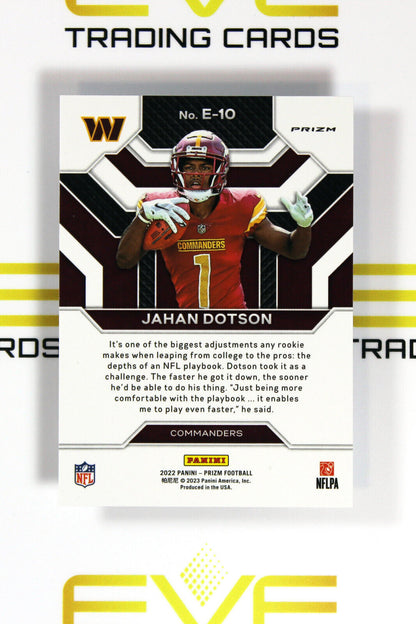 Panini Prizm NFL American Football Card - #E-10 2022 Jahan Dotson Emergent