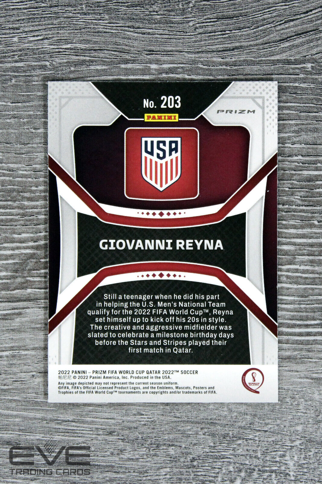 2022 Panini Silver Prizm FIFA World Cup Soccer Card #203 Giovanni Reyna - NM/M