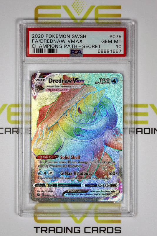 Graded Pokemon Card- #075/073 2020 Drednaw VMAX Full Art Champion's Path -PSA 10