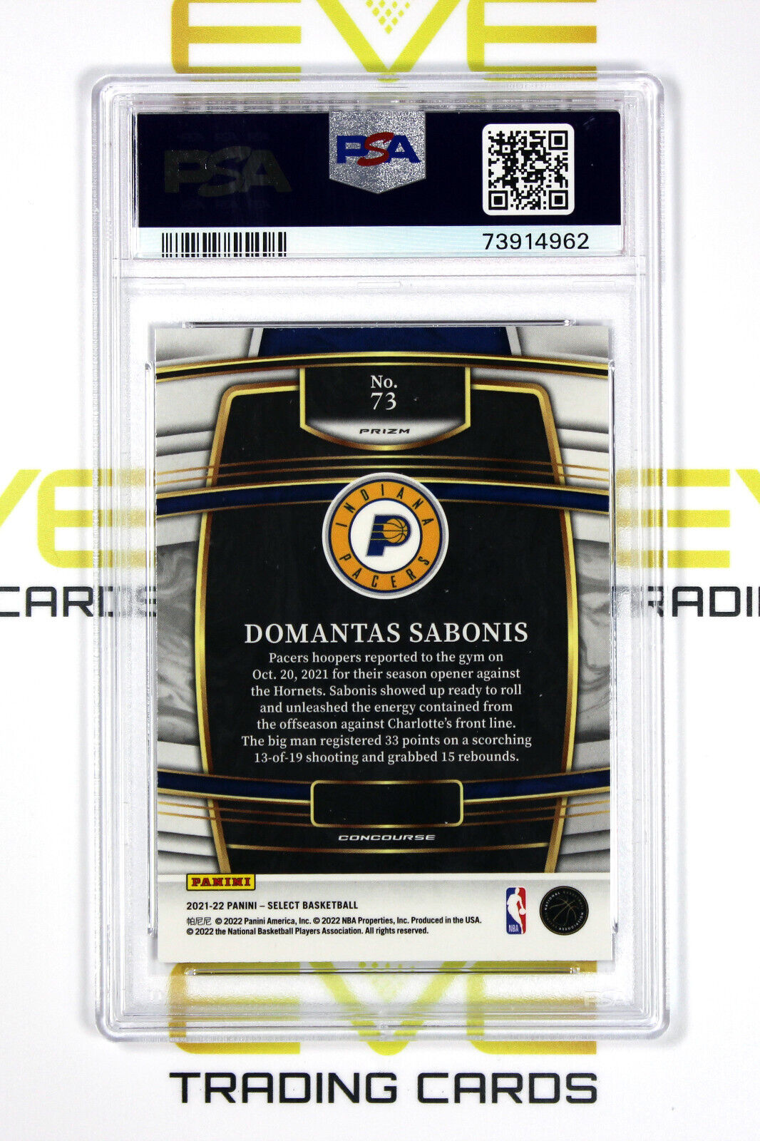 2021 Panini Select Basketball Card #73 Domantas Sabonis Tri-Color Prizm - PSA 10